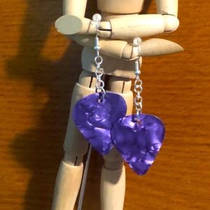 Purple Guitar pick earrings-dangle earrings-music